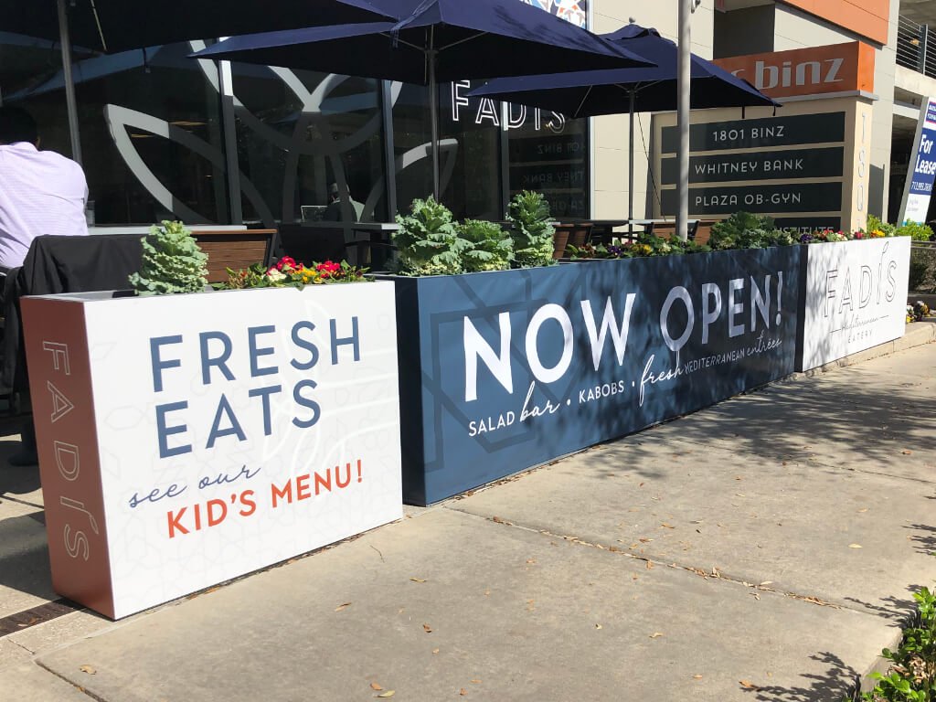 Outdoor Restaurant Wall Graphic Wrap Exterior Wall Graphic Wrap Houston